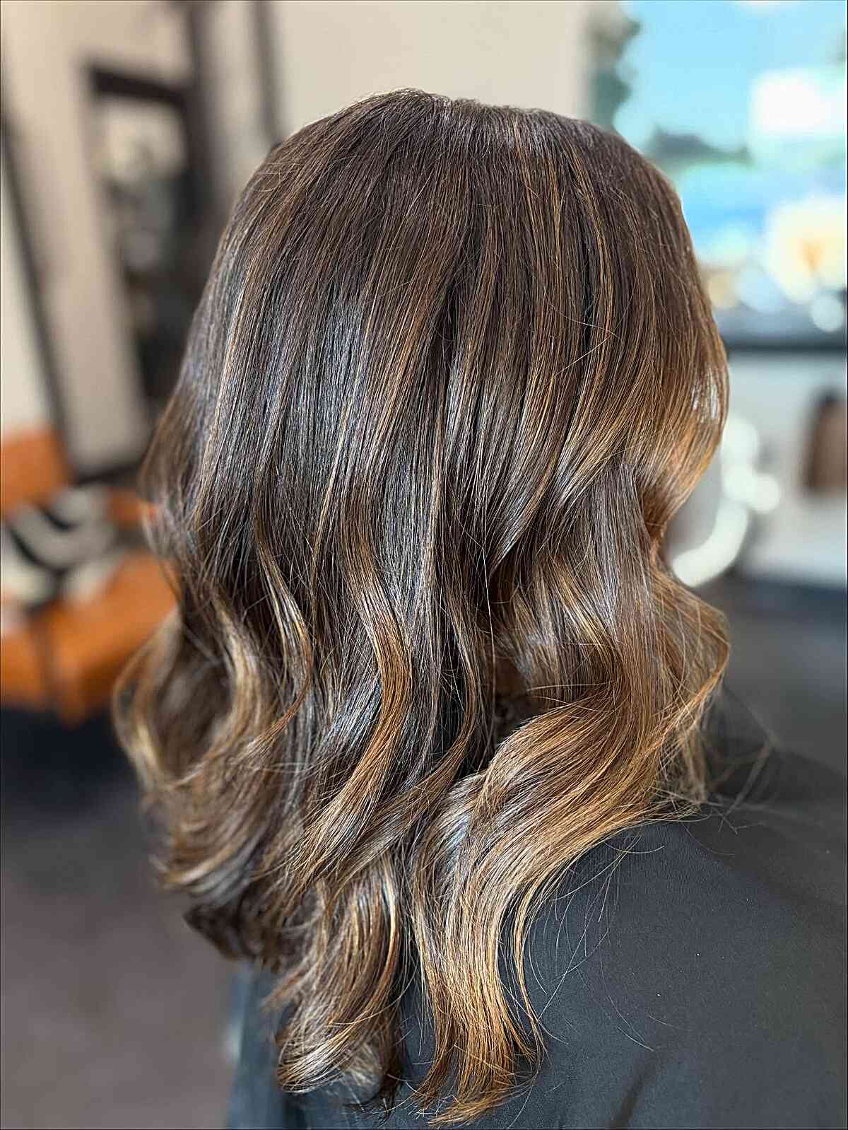 Warm Brown Waves with Subtle Highlights
