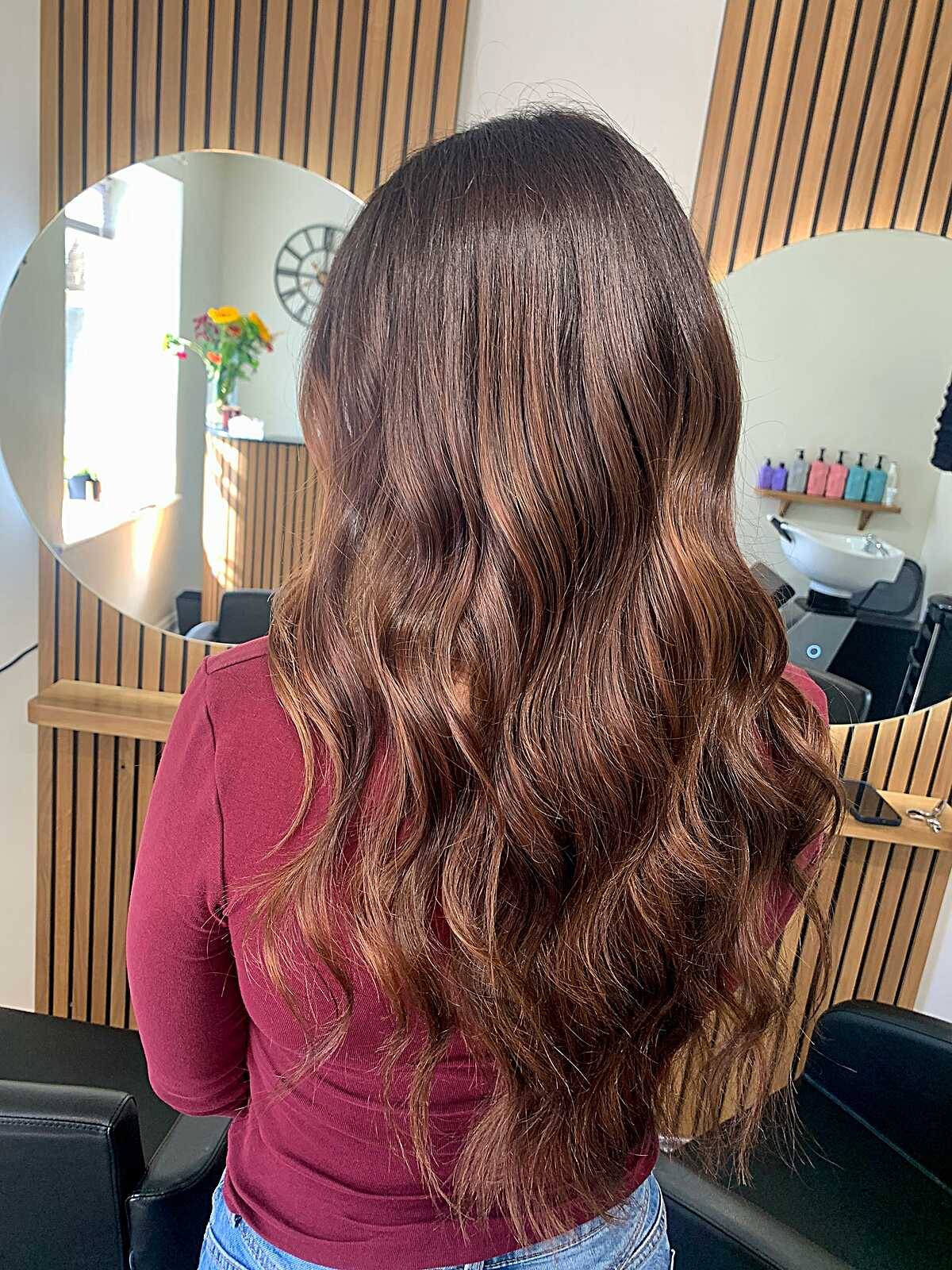 Warm Mocha Root Fade into Caramel on Long, Dense Waves