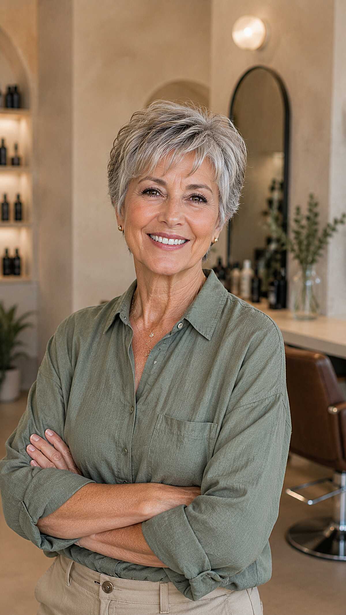 Choppy silver pixie with piecey textured layers