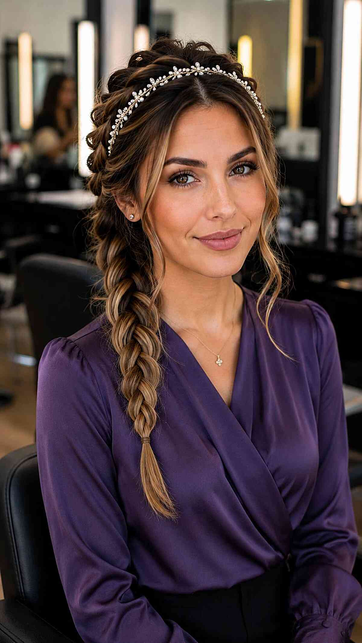 Elegant Braided Hairstyle with Headband Accents
