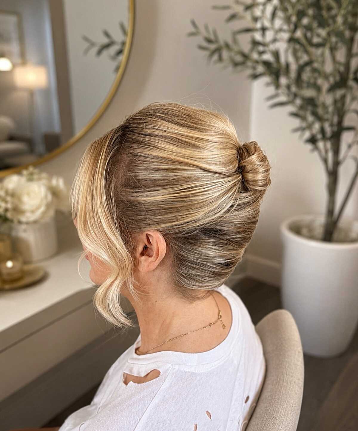 Modern French Twist with Knotted Finish on Sandy Blonde Hair