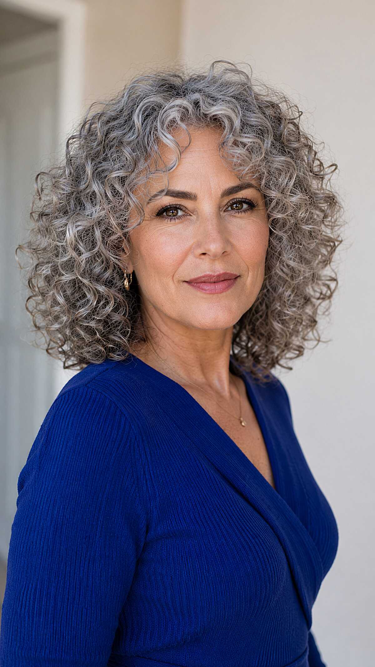 Natural Silver Collarbone Curls with Dense Rounded Shape