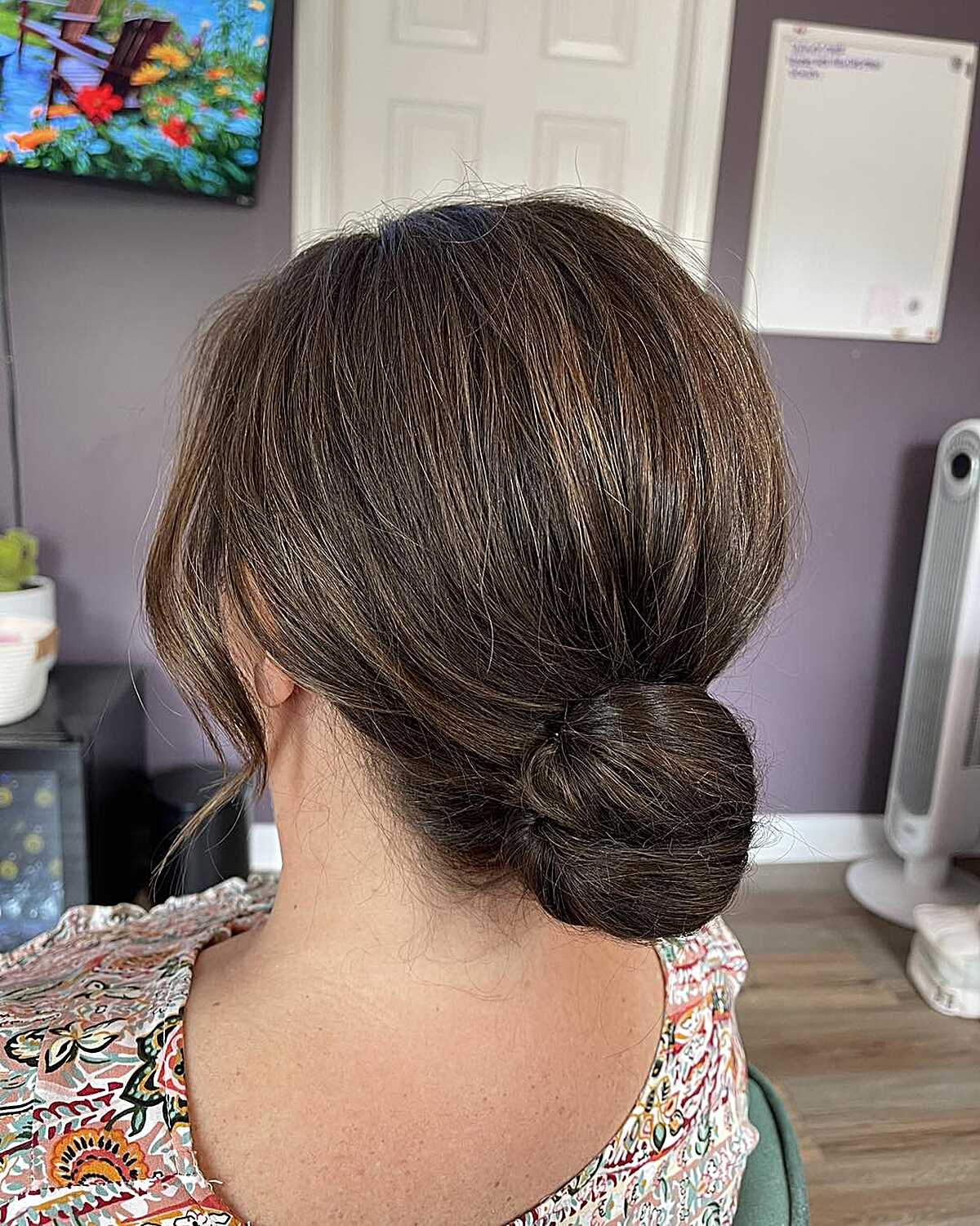 Relaxed Low Knot on Natural Brunette Hair
