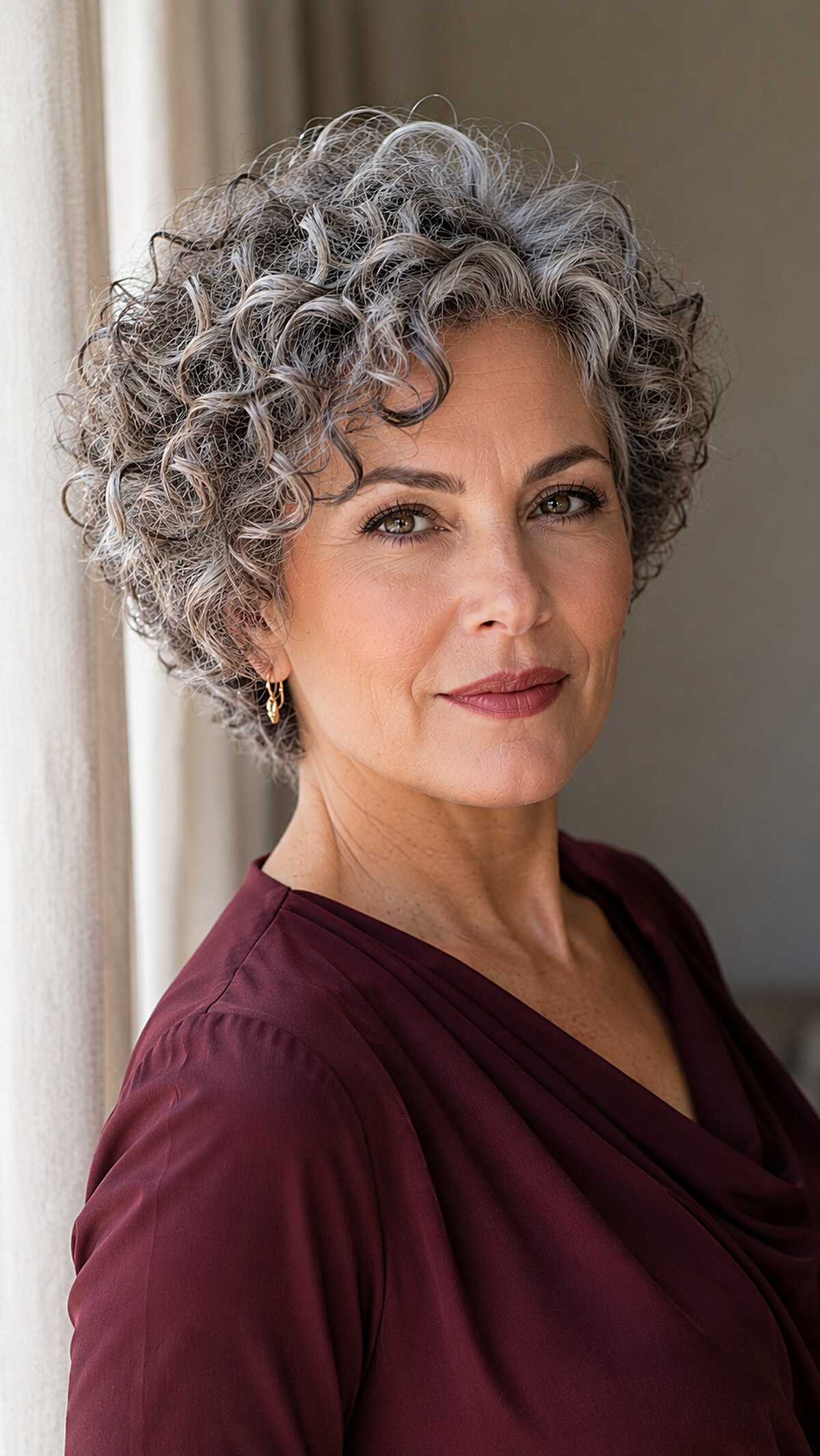 Salt-and-Steel Short Curly Crop with Natural Gray Blend