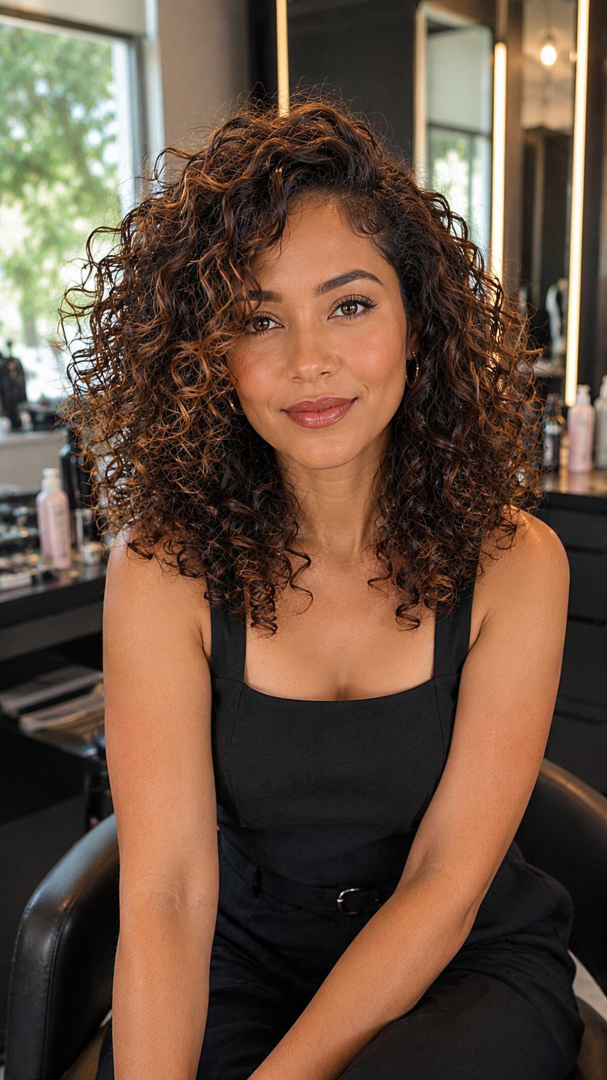 Toffee-Toned Collarbone Curls with Rounded Volume