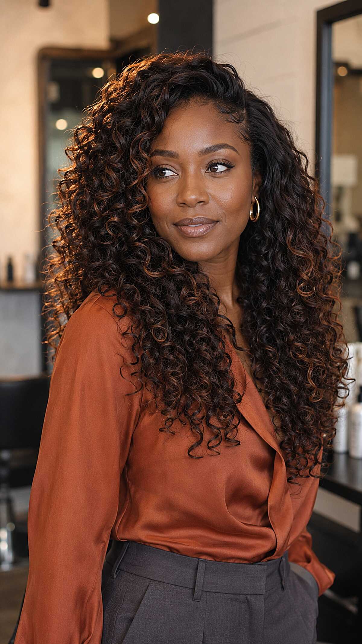 Warm Amber Ends on Long Dense 3B Curls
