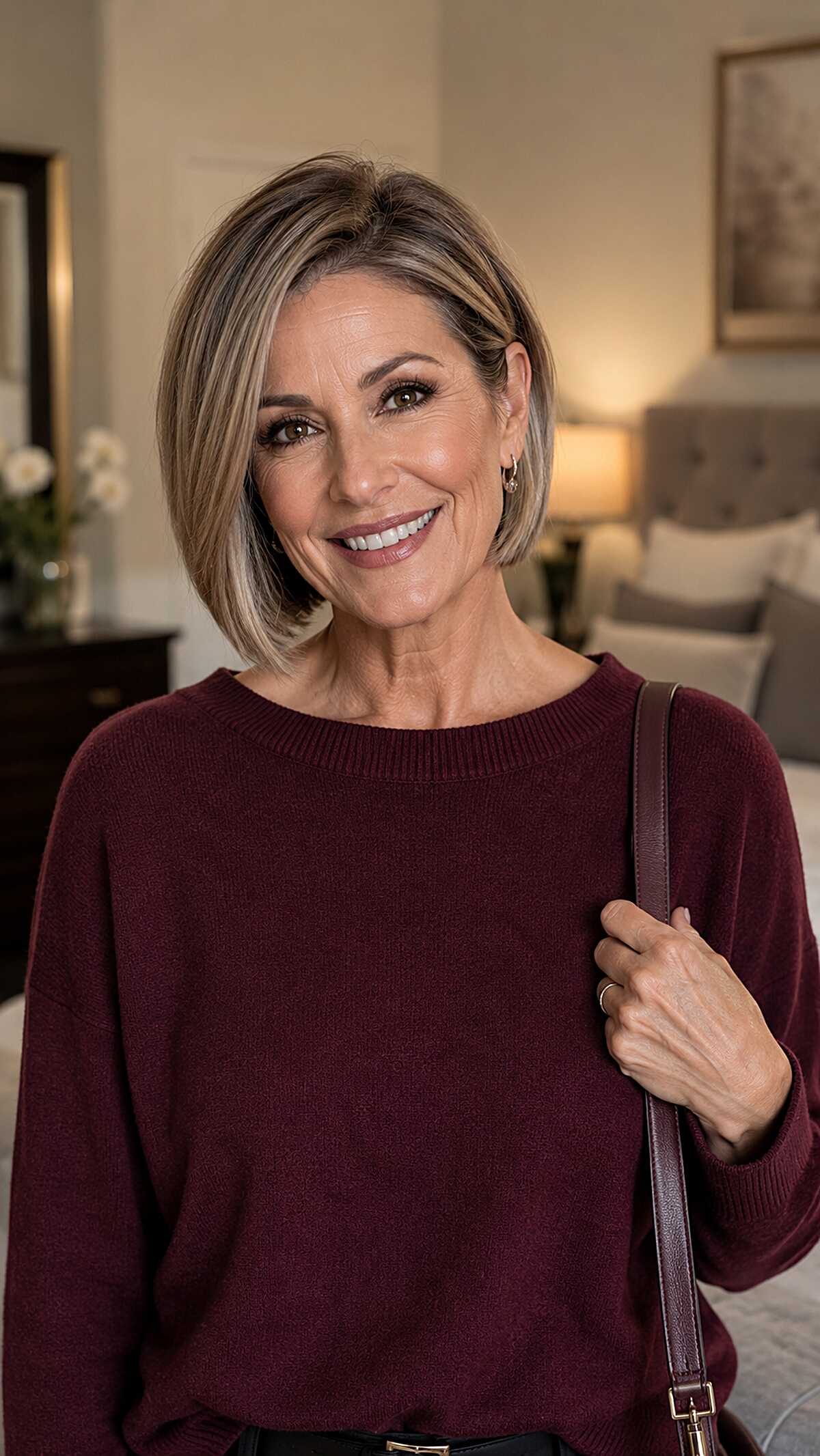Blunt Chin-Length Bob with Neutral Blonde Balayage