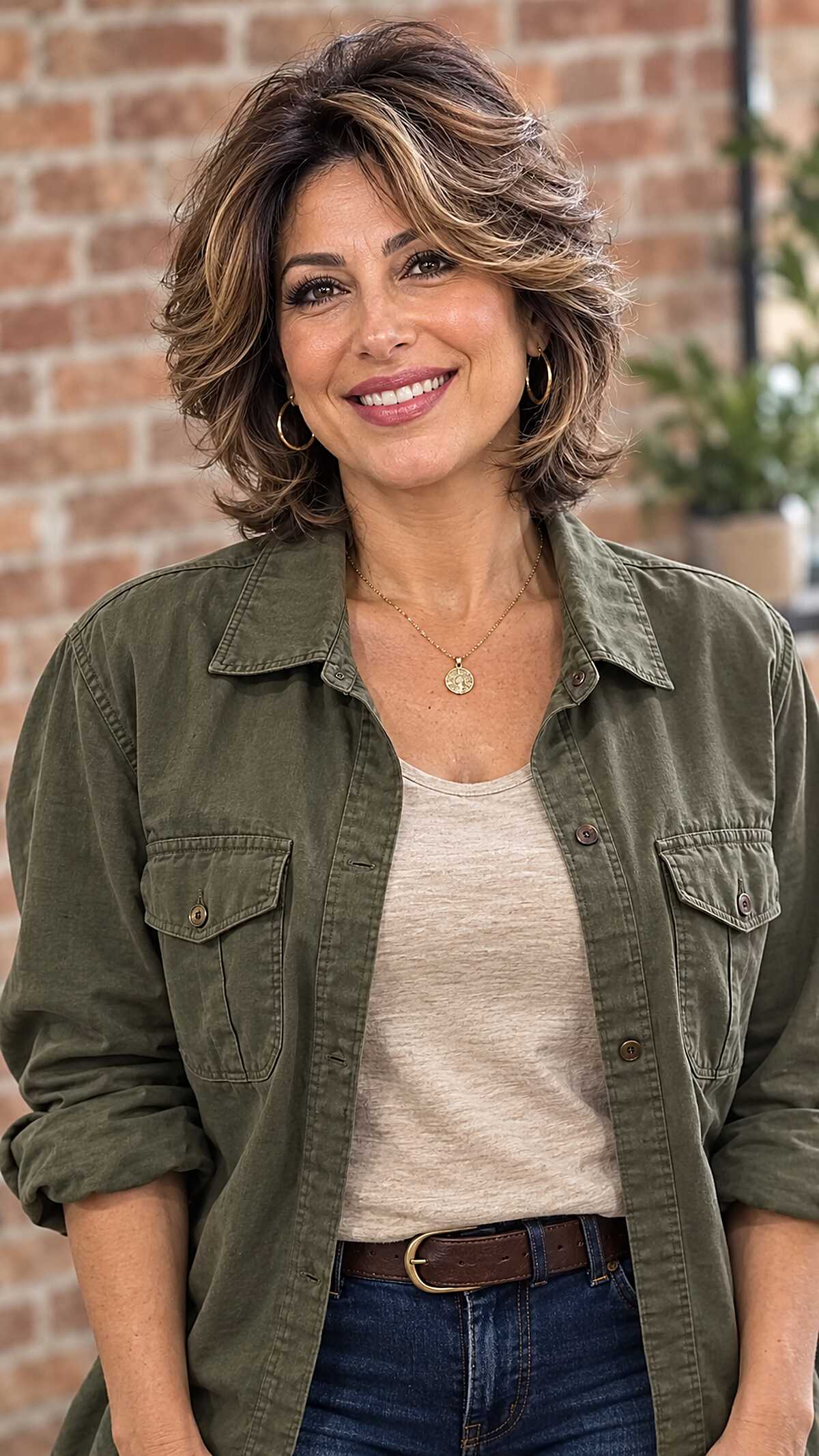 Honey-Kissed Brunette Butterfly Bob with Flicked Layers