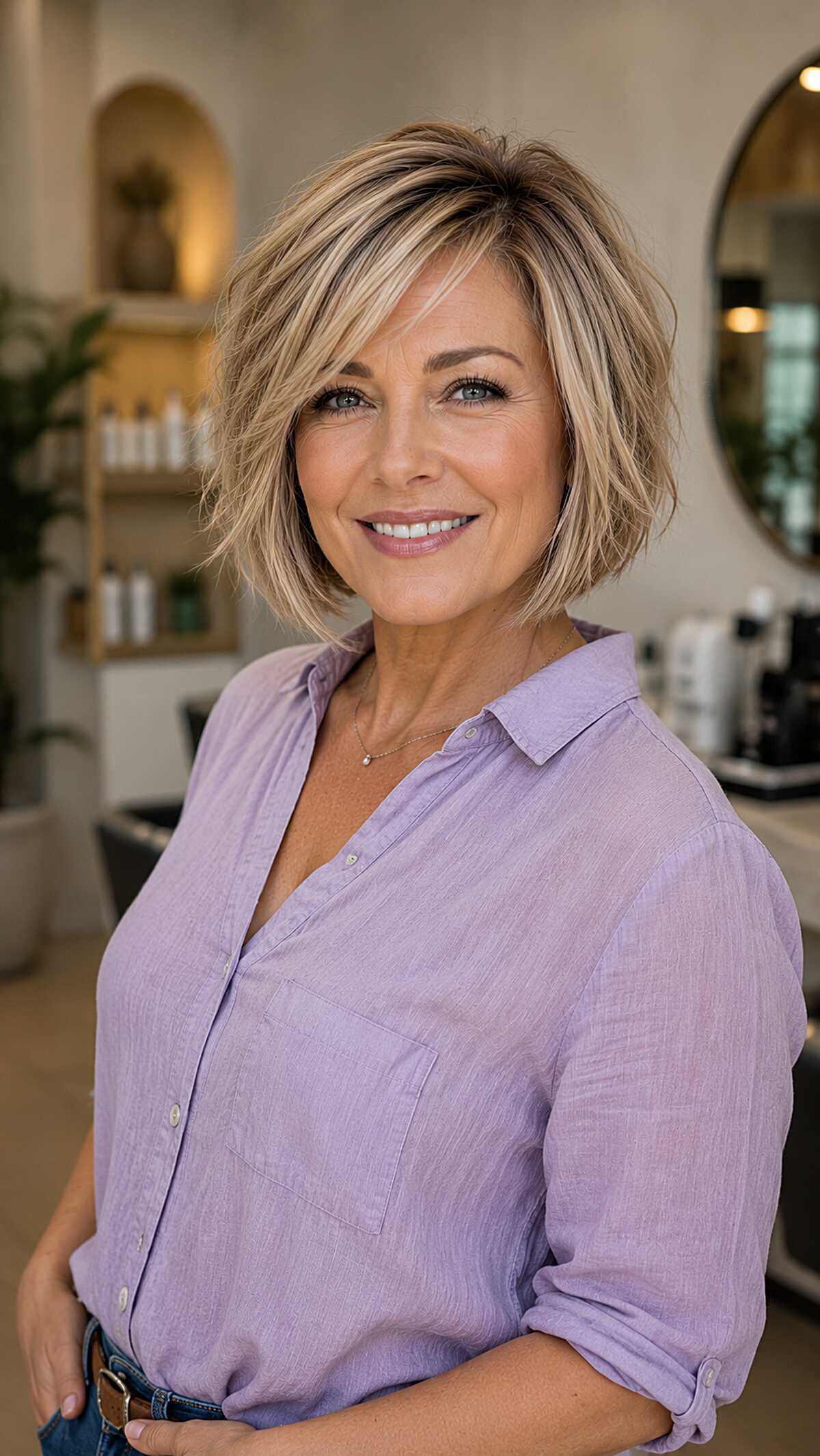 Lived-In Blonde Bob with Razor-Cut Movement