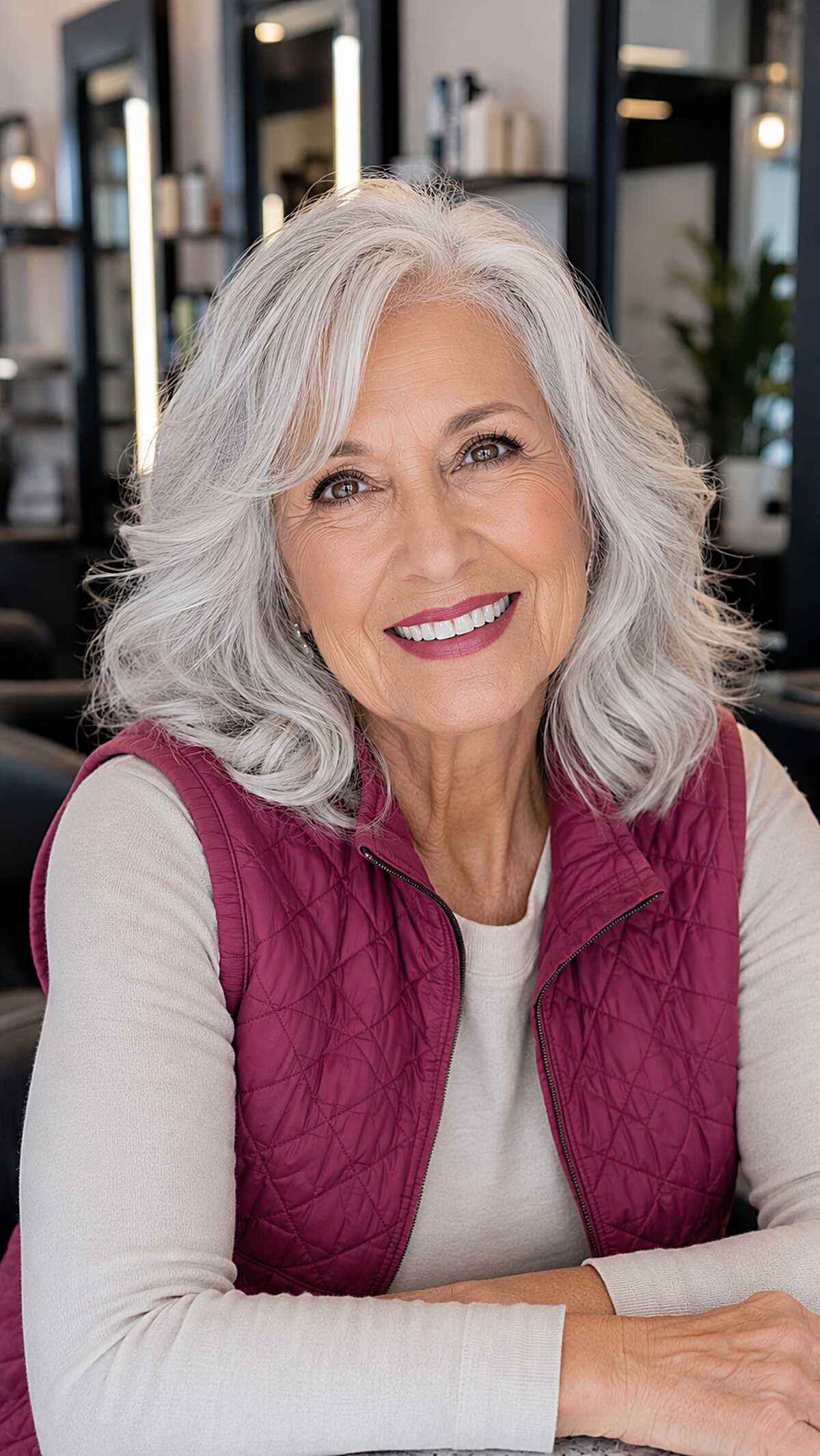 Loose Silver Shoulder Cut with Lived-In Waves
