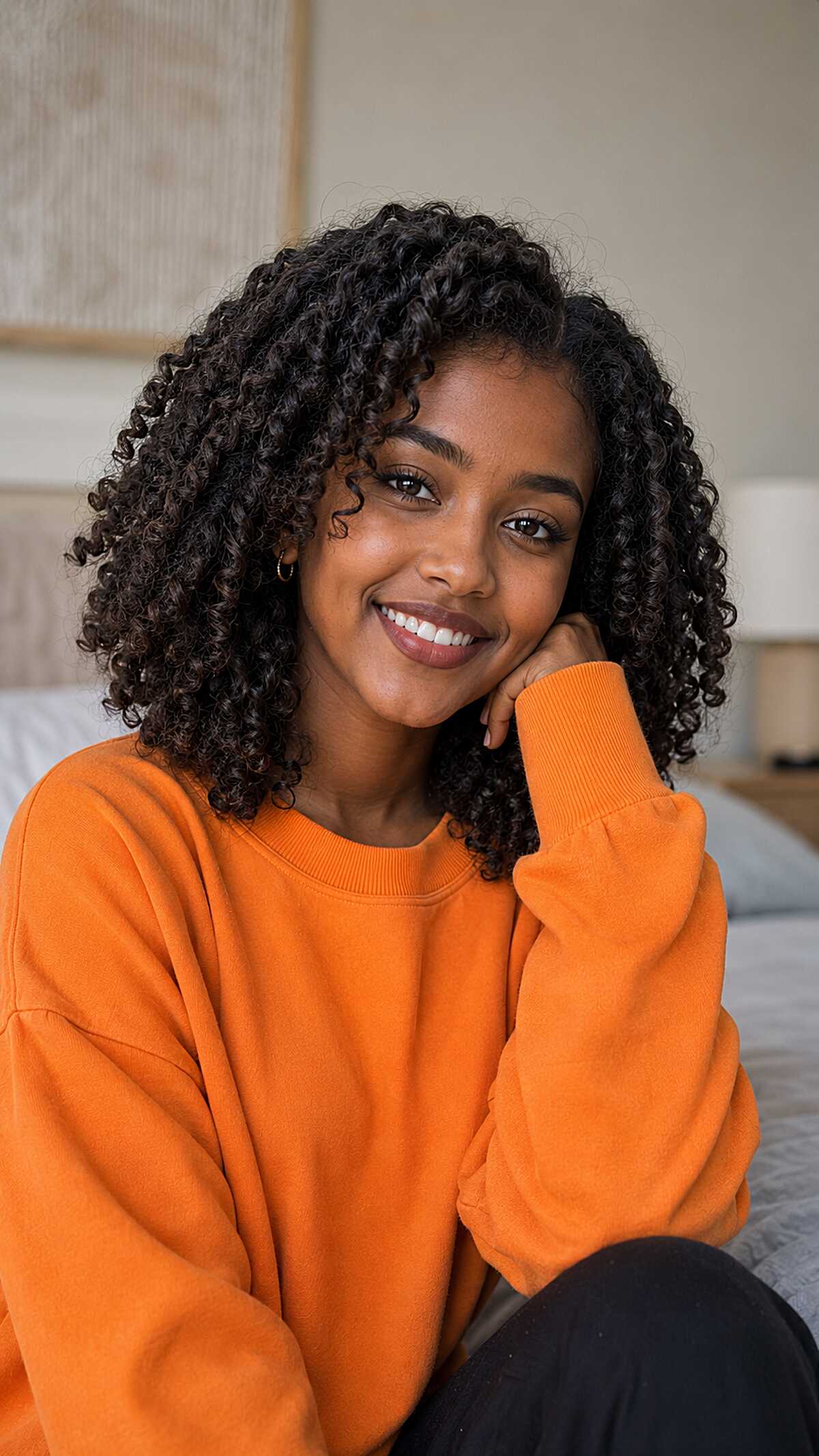 Shoulder-Length Natural Curls with Rounded Shape
