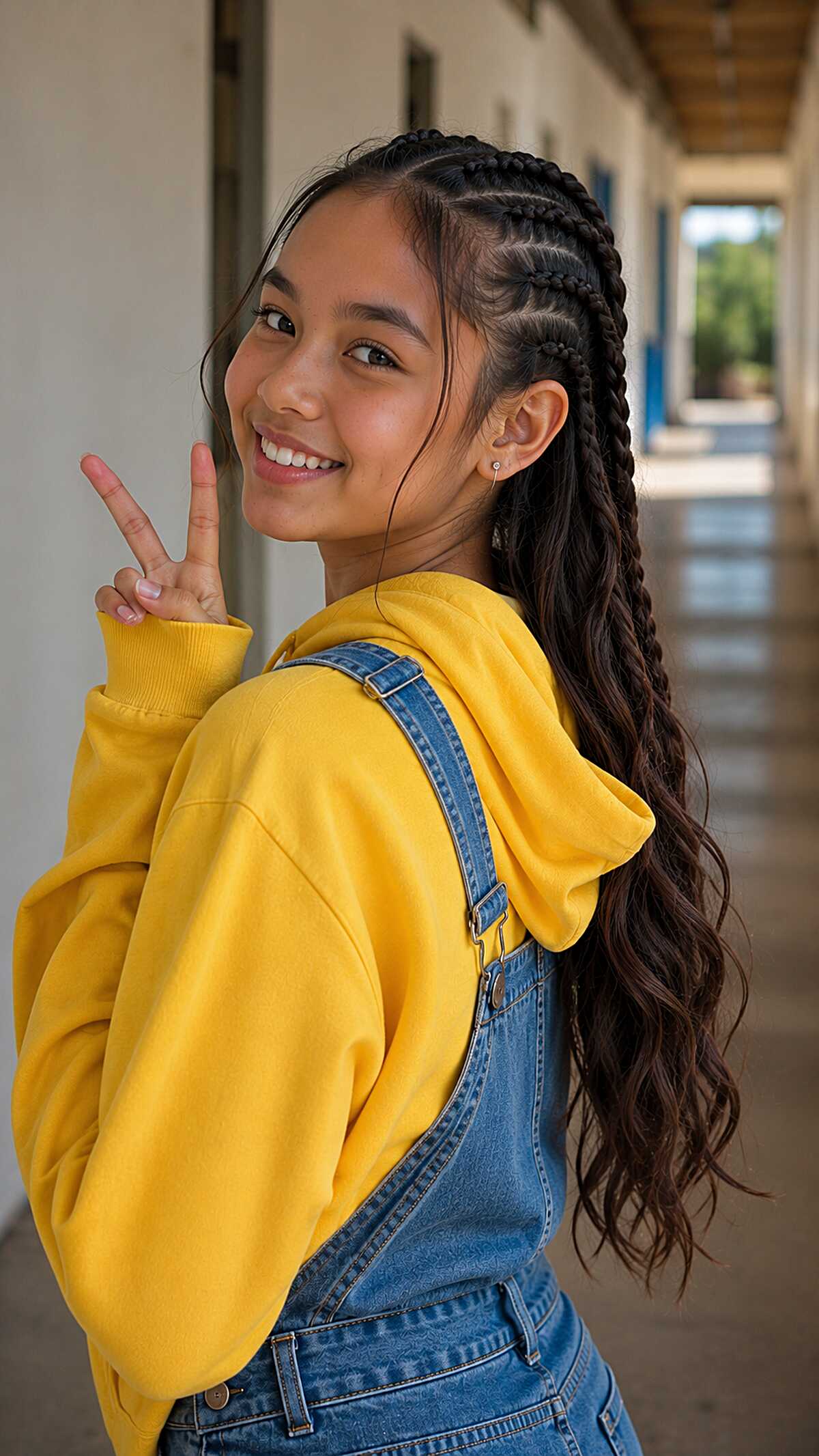 Side Cornrows with Long Wavy Lengths