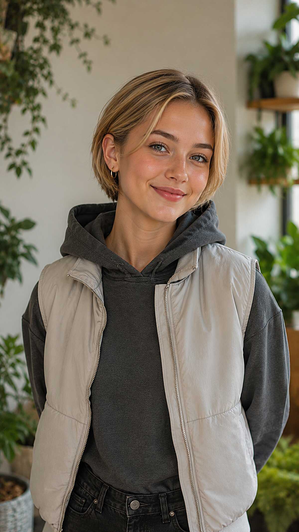Textured Chin-Length Bob with Honey Blonde Pieces