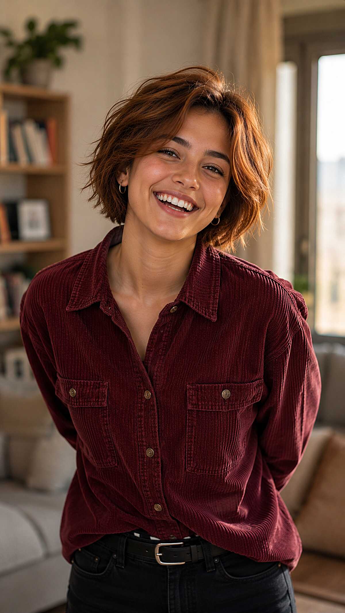 Tousled Copper Bob with Razored Ends