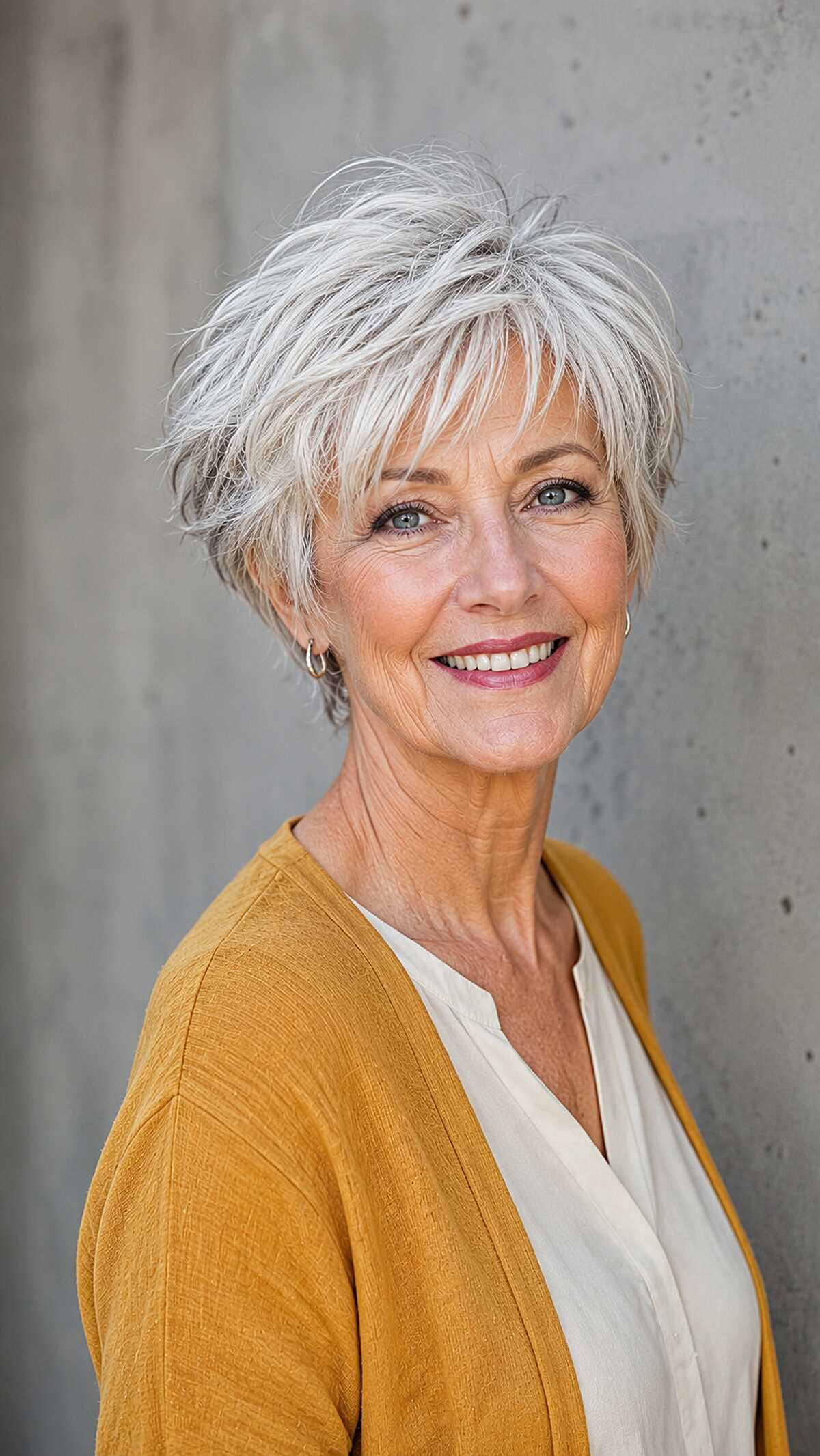 Wispy Silver Pixie with Choppy Crown Texture