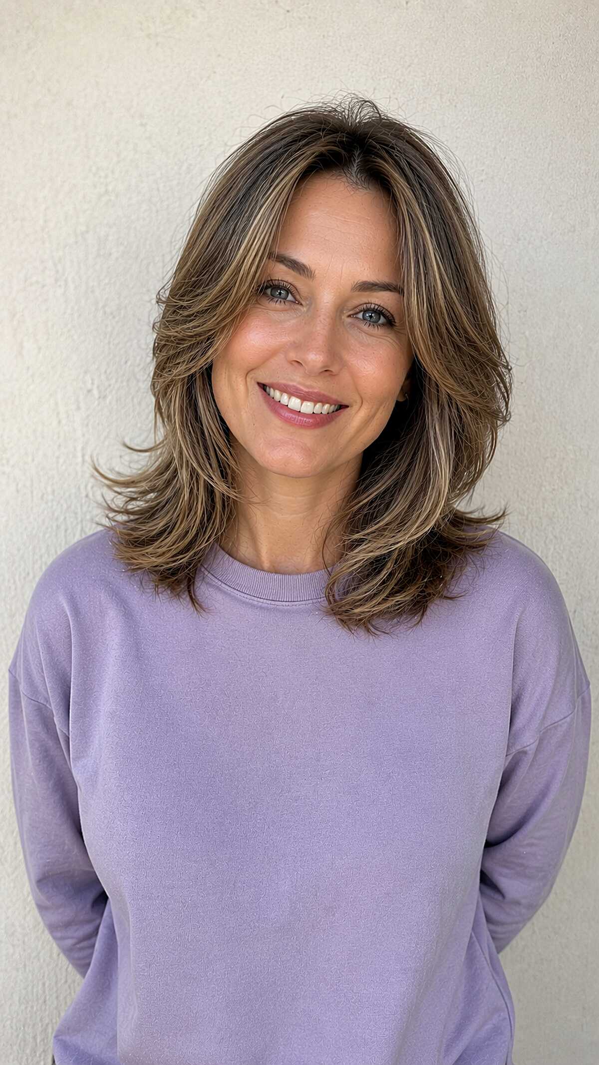 Bronde Dimensional Layers with Curtain-Parted Volume