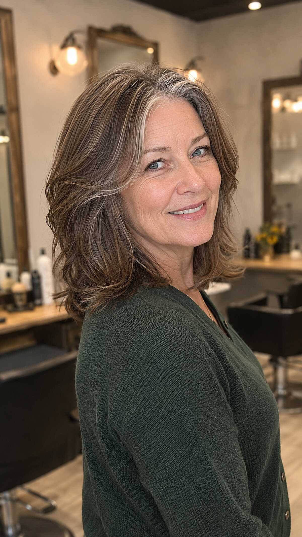 Grown-Out Gray Blend with Feathered Interior Layers