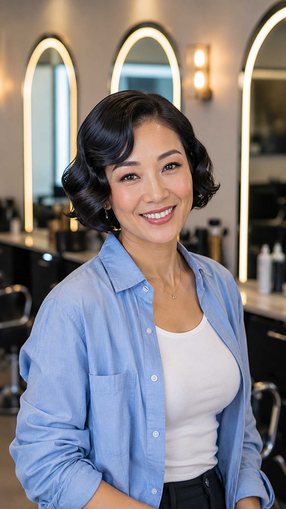 Inky Black Marcel Wave Bob with Vintage Shaping