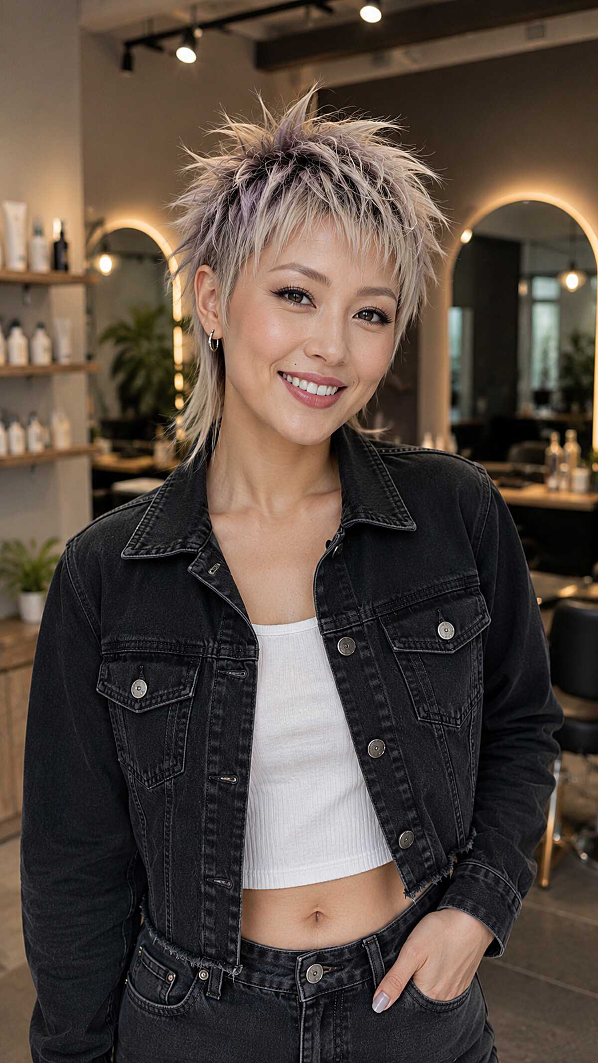 Lavender Spiked Pixie Mullet with Blonde Lift