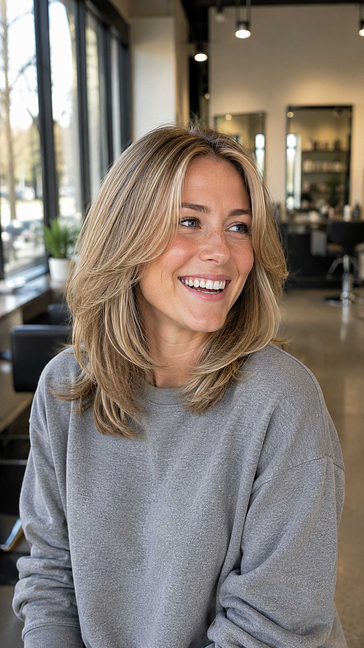 Lived-In Blonde Layers with Flipped Ends