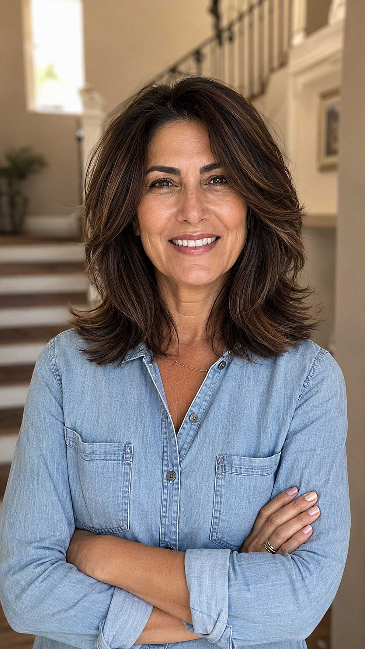 Rich Brunette Shag with Flicked-Out Layering