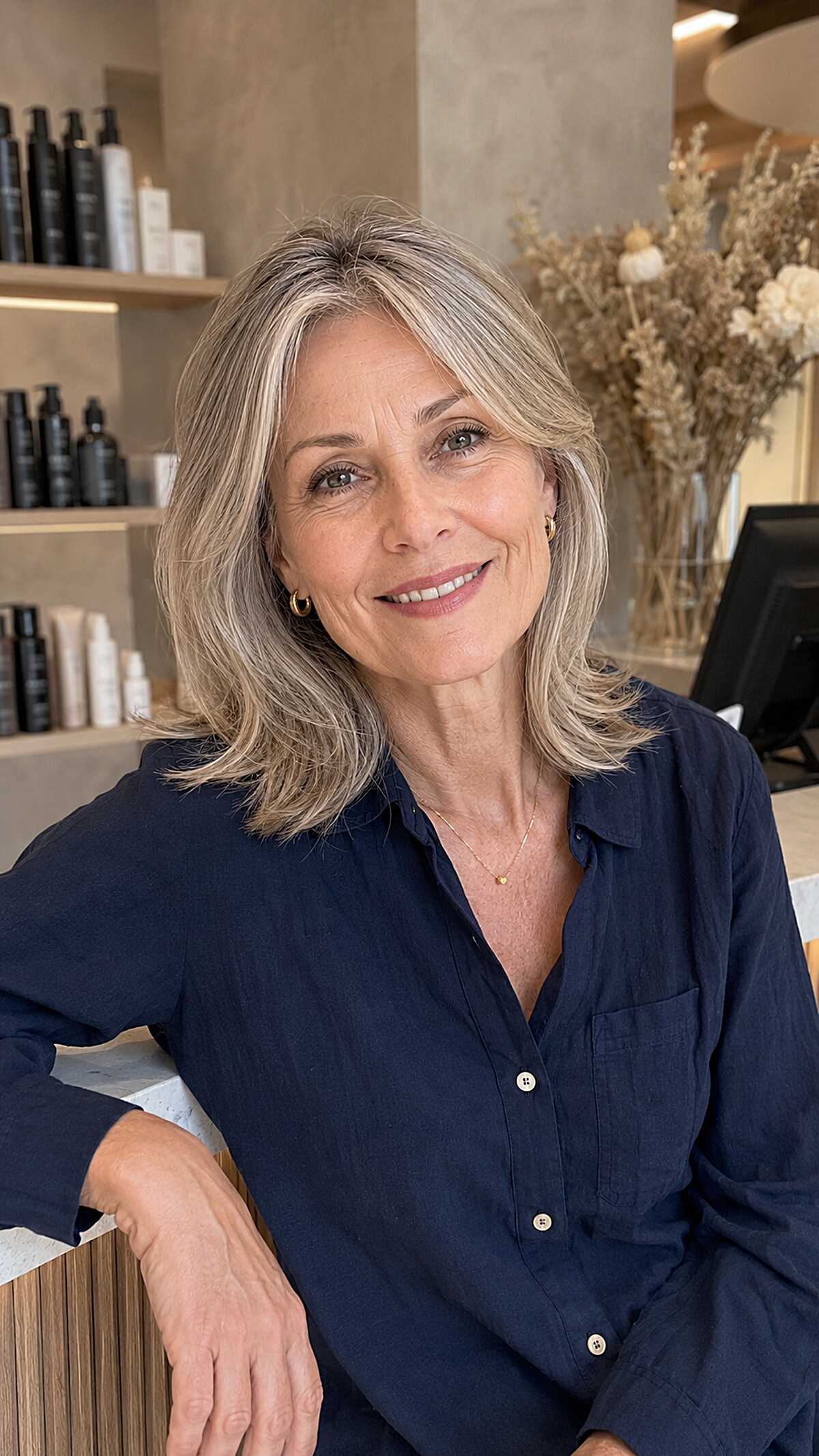 Silver-Blonde Layered Cut with Curtain Pieces