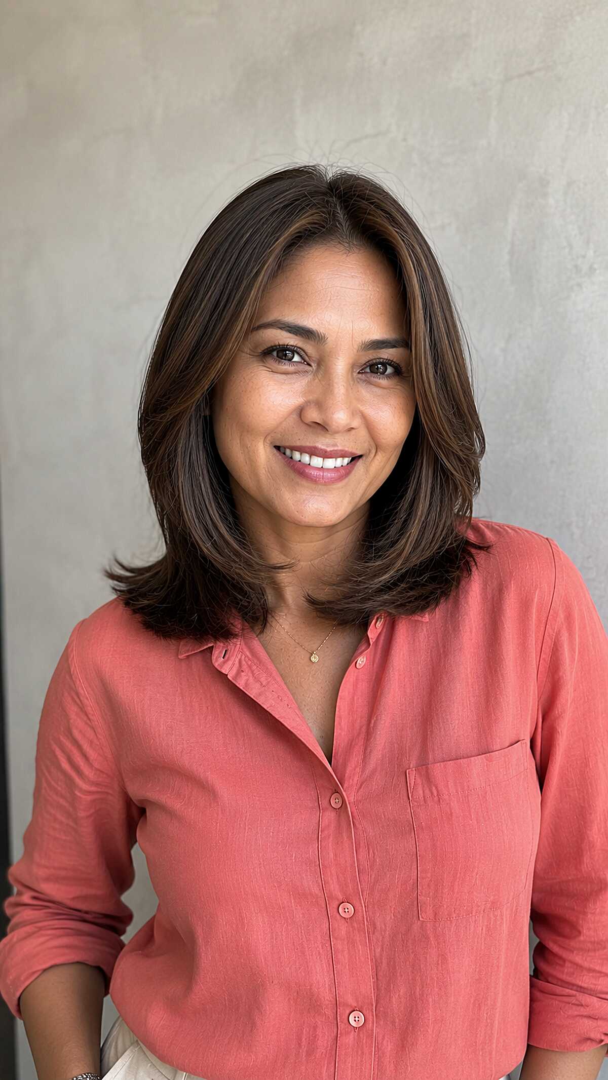 Warm Brunette Flip with Beveled Ends