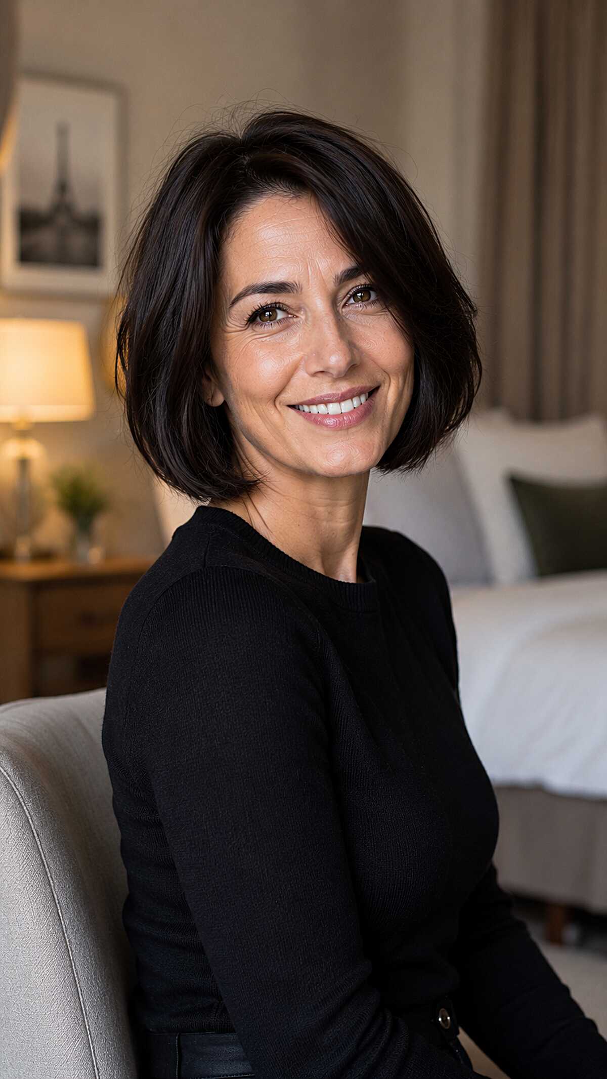 Effortless Dark Brunette Bob with Lived-In Texture