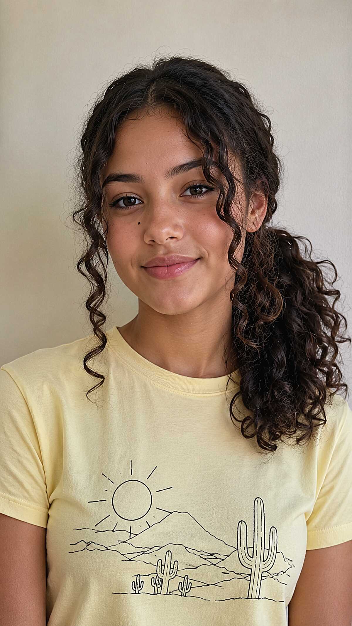 Half-Up Curly Pull with Intentional Front Pieces on Medium-Dense Hair