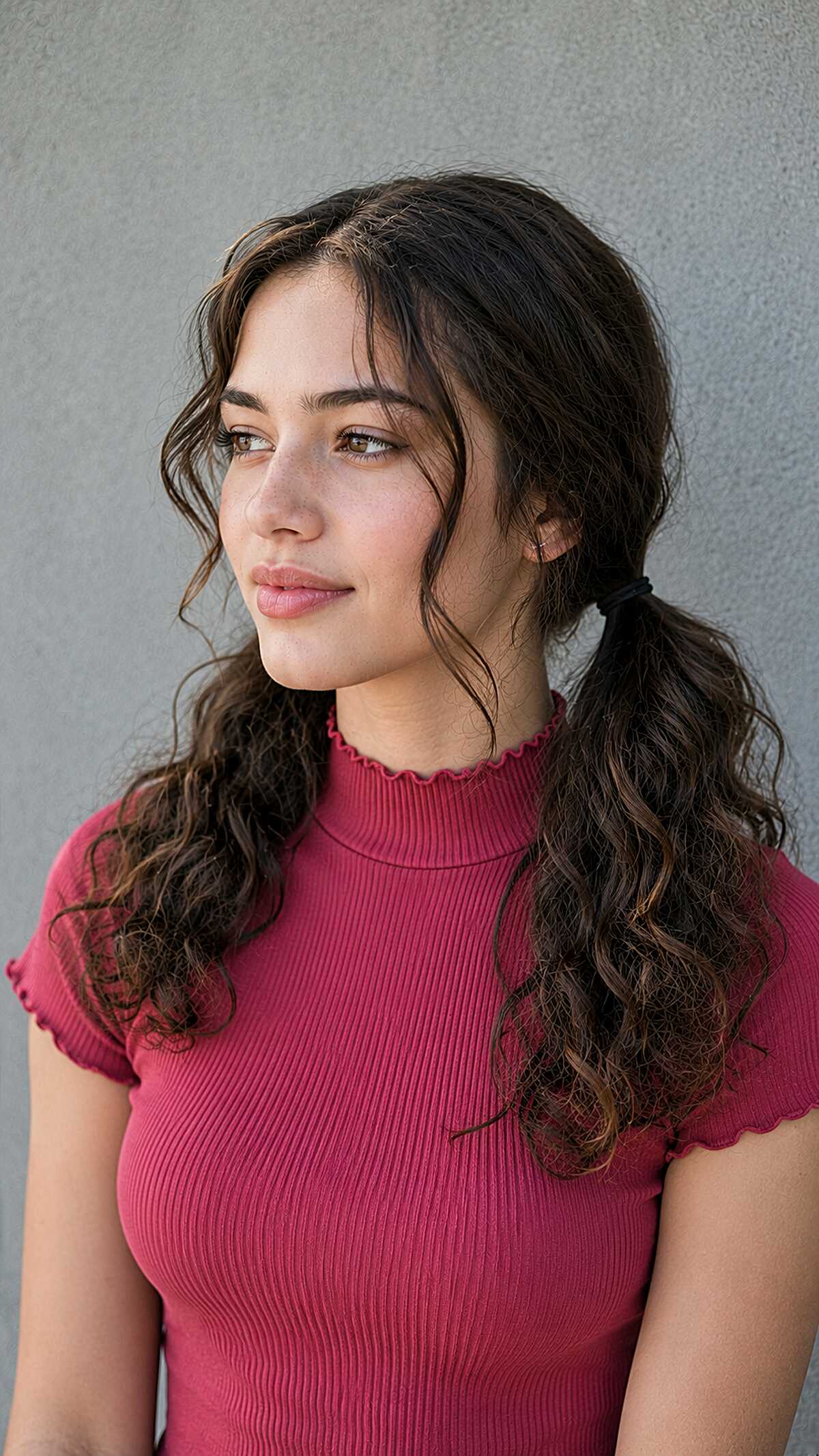 Low Curly Ponytail with Loose Front Pieces That Look Better by Fifth Period