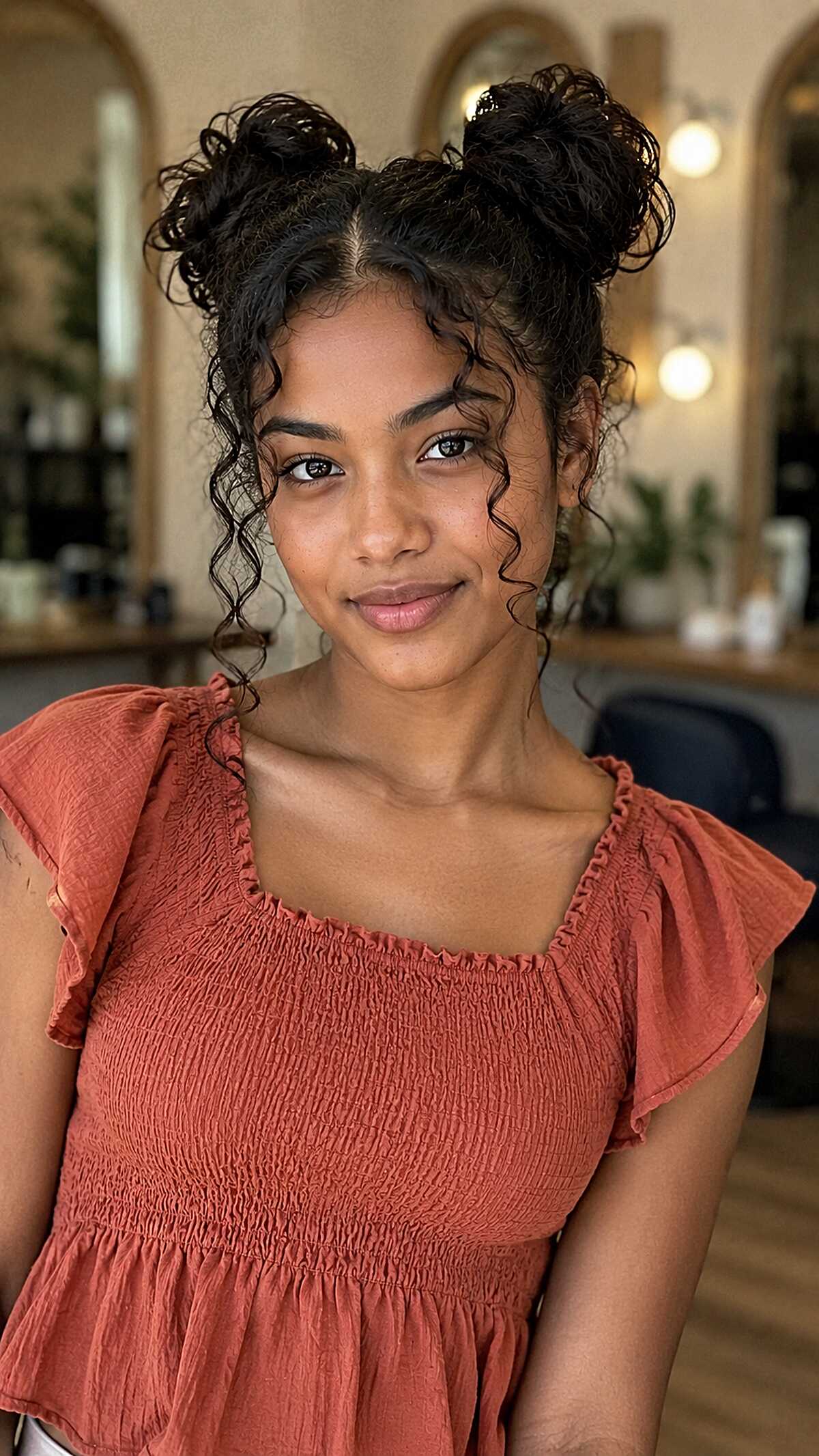 Messy Curly Space Buns with Loose Tendrils That Forgive Everything