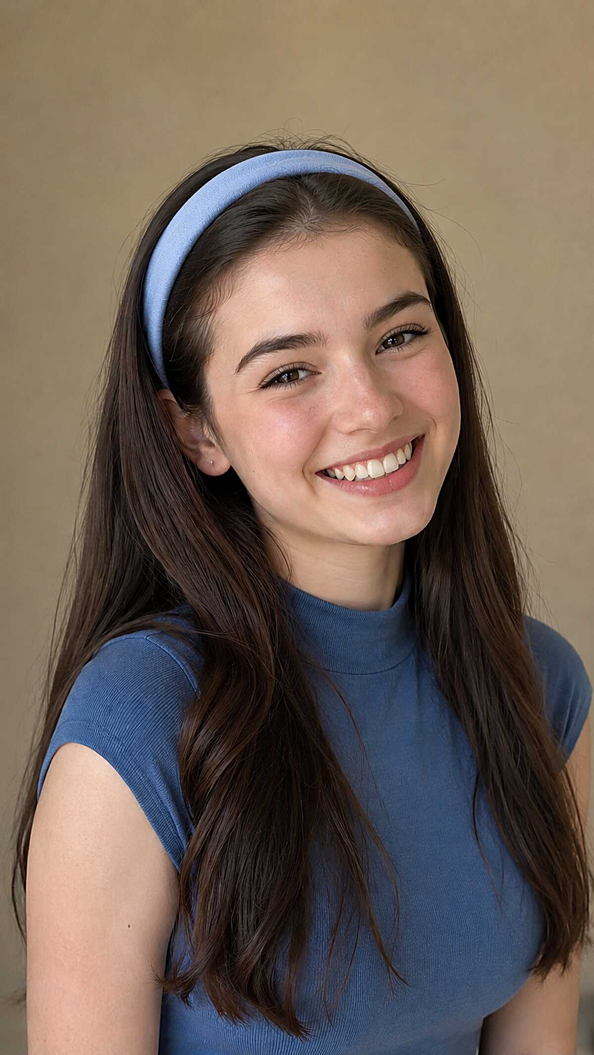 Padded Headband Pushback on Long Brunette Hair