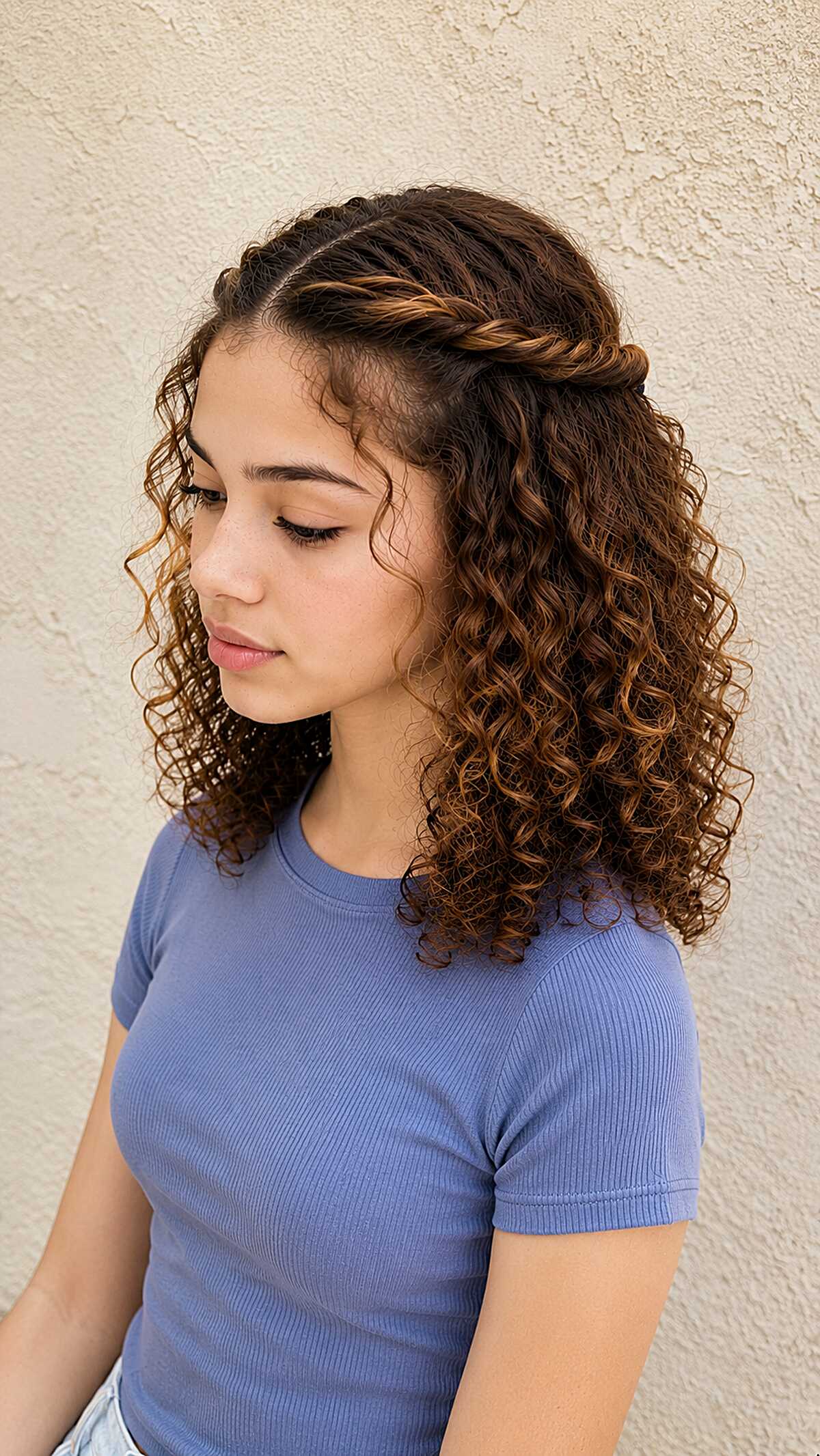 Rope Twist Crown on Medium Curls That Holds Without a Single Pin Showing