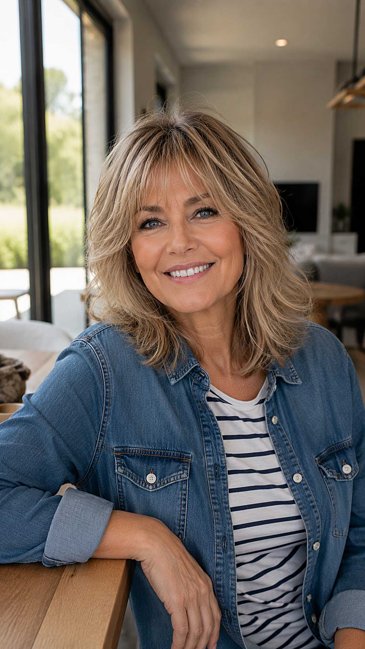 Shoulder-Length Dirty Blonde Shag with Flipped Layers