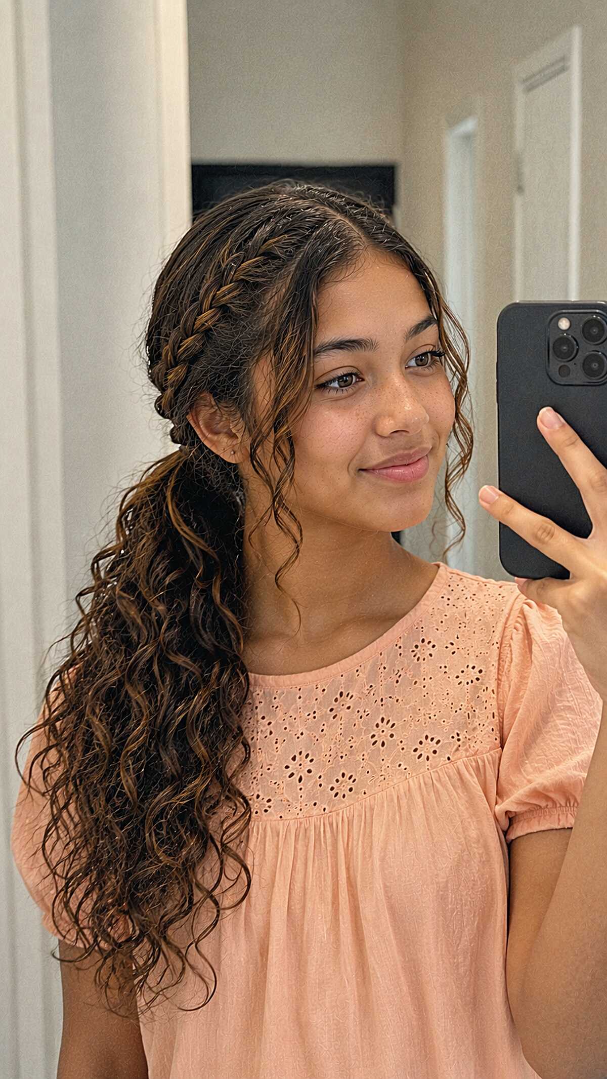 Side Flat Twists Into a Swept Curly Ponytail That Earns Its Keep