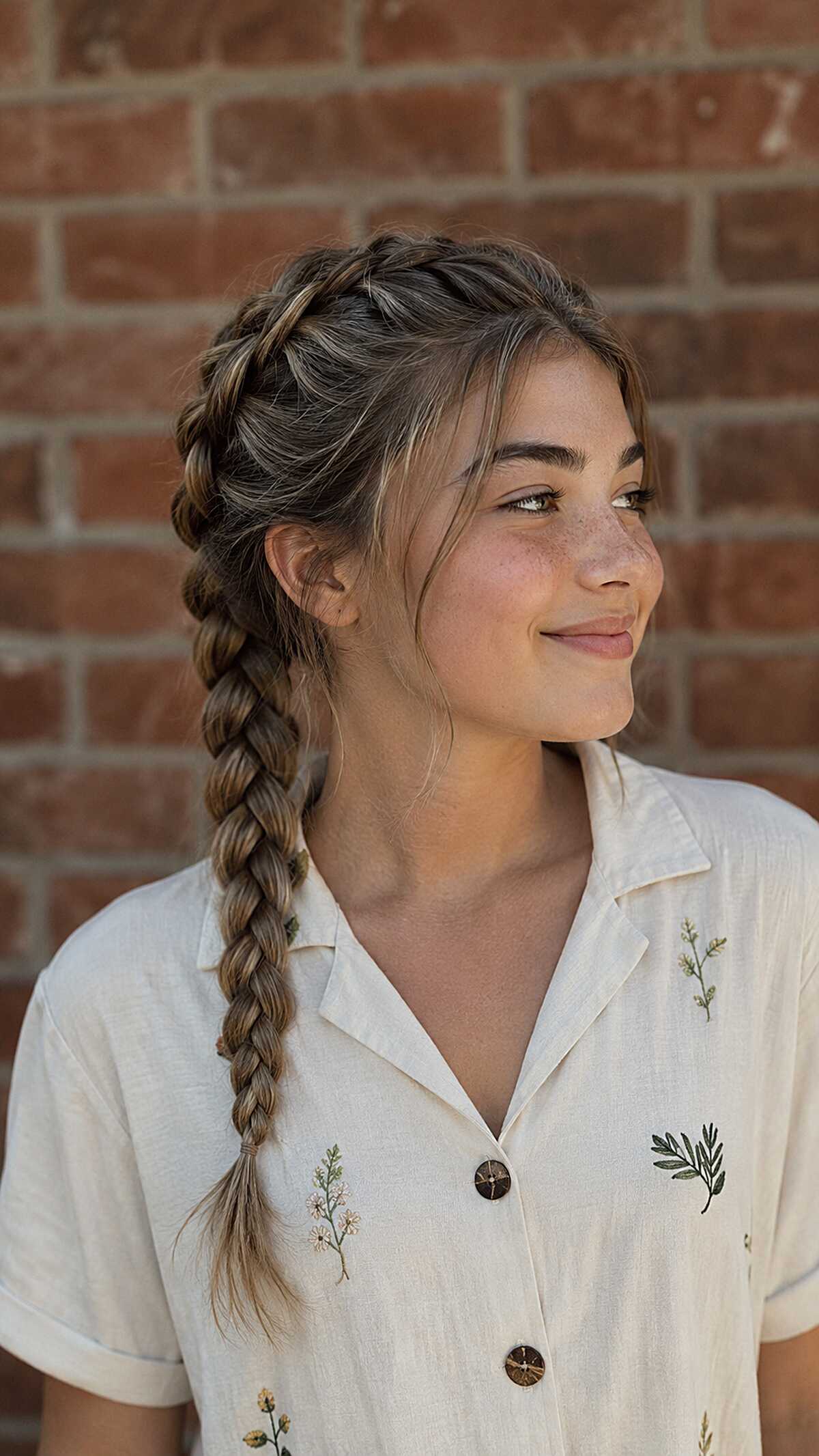 Side French Braid With Loose Face-Framing Pieces