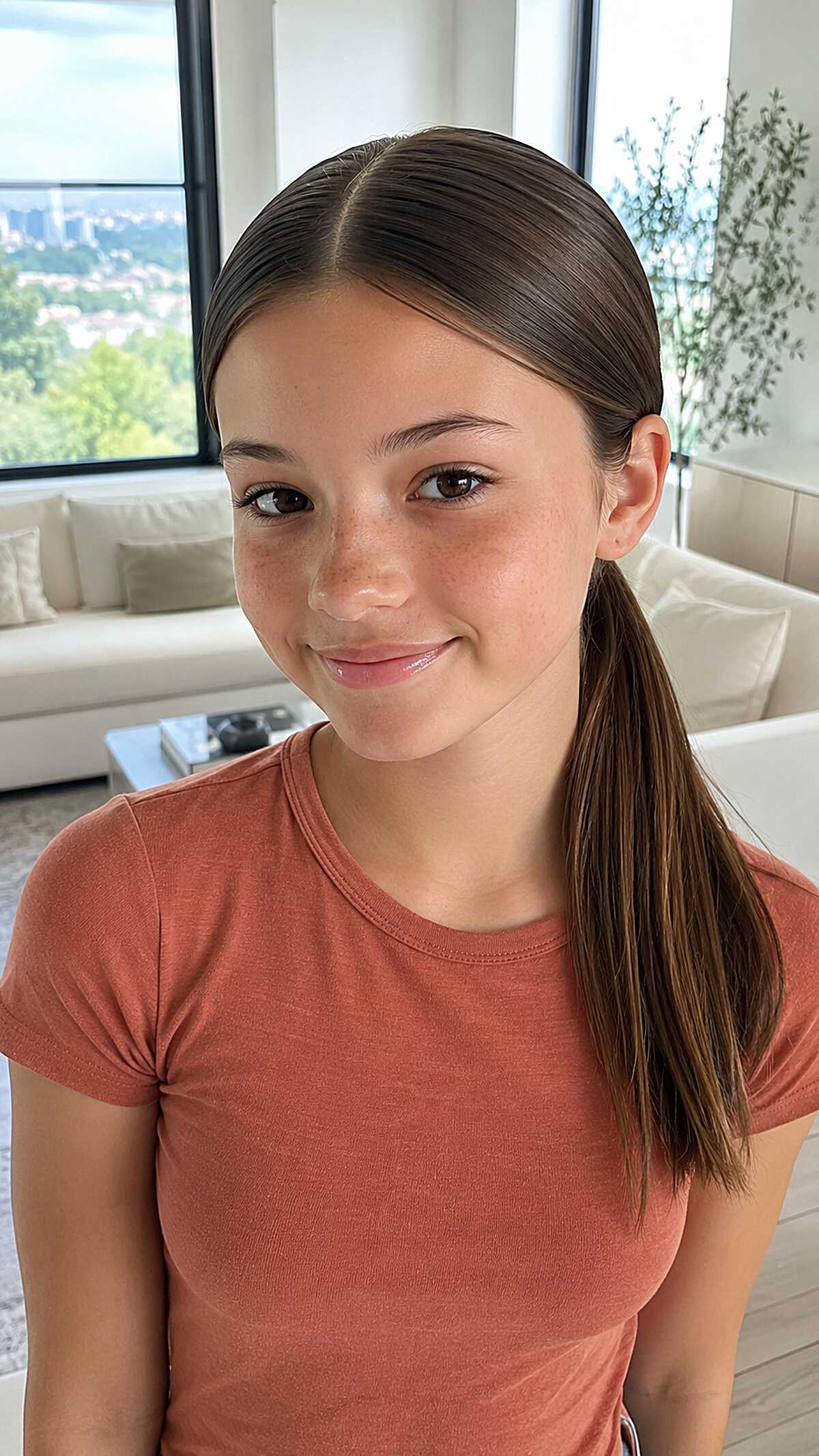 Slicked Side Pony on Straight Medium Hair That's Already Out the Door