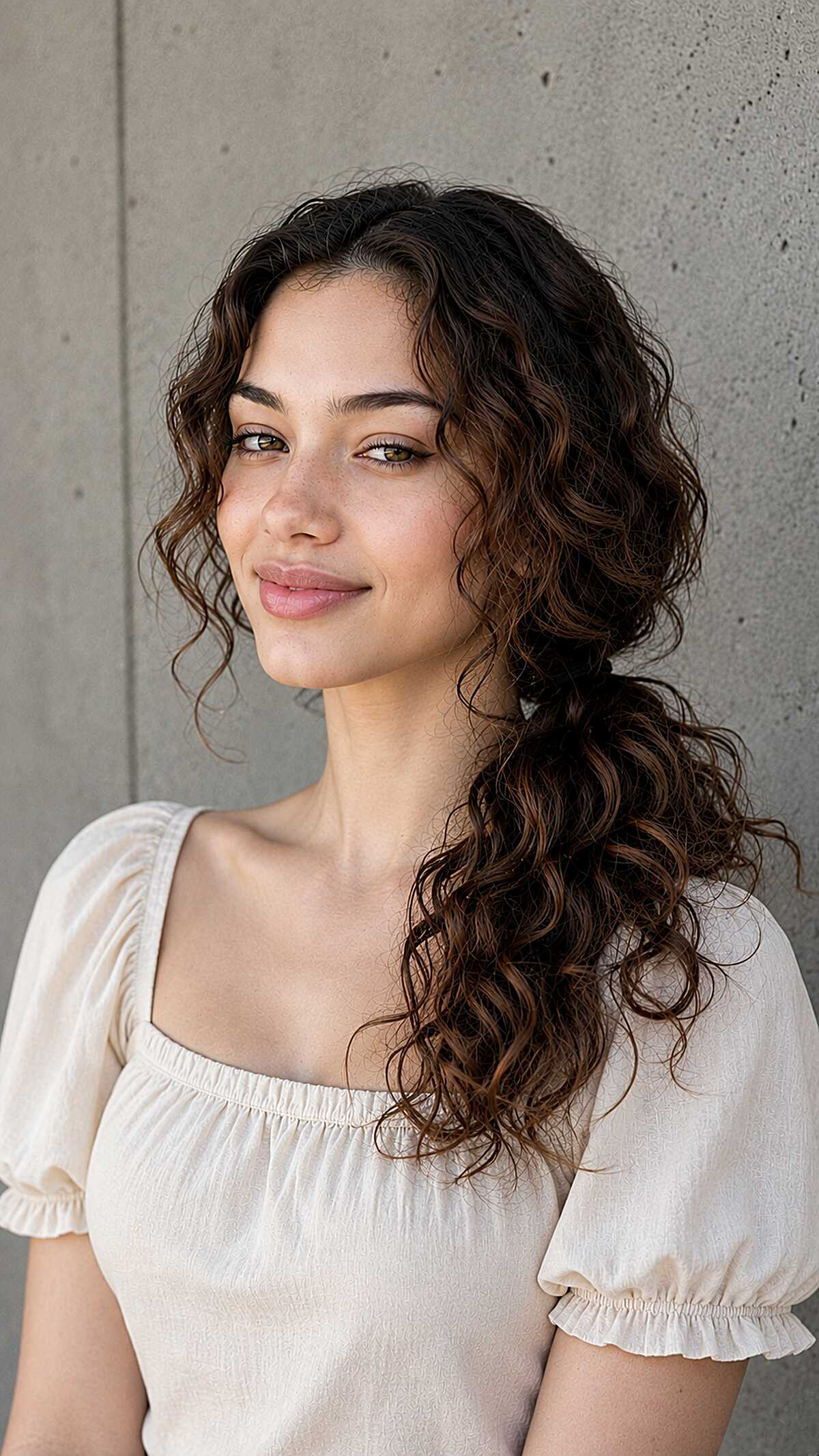 Swept Side Curly Ponytail That Requires Almost Nothing From You
