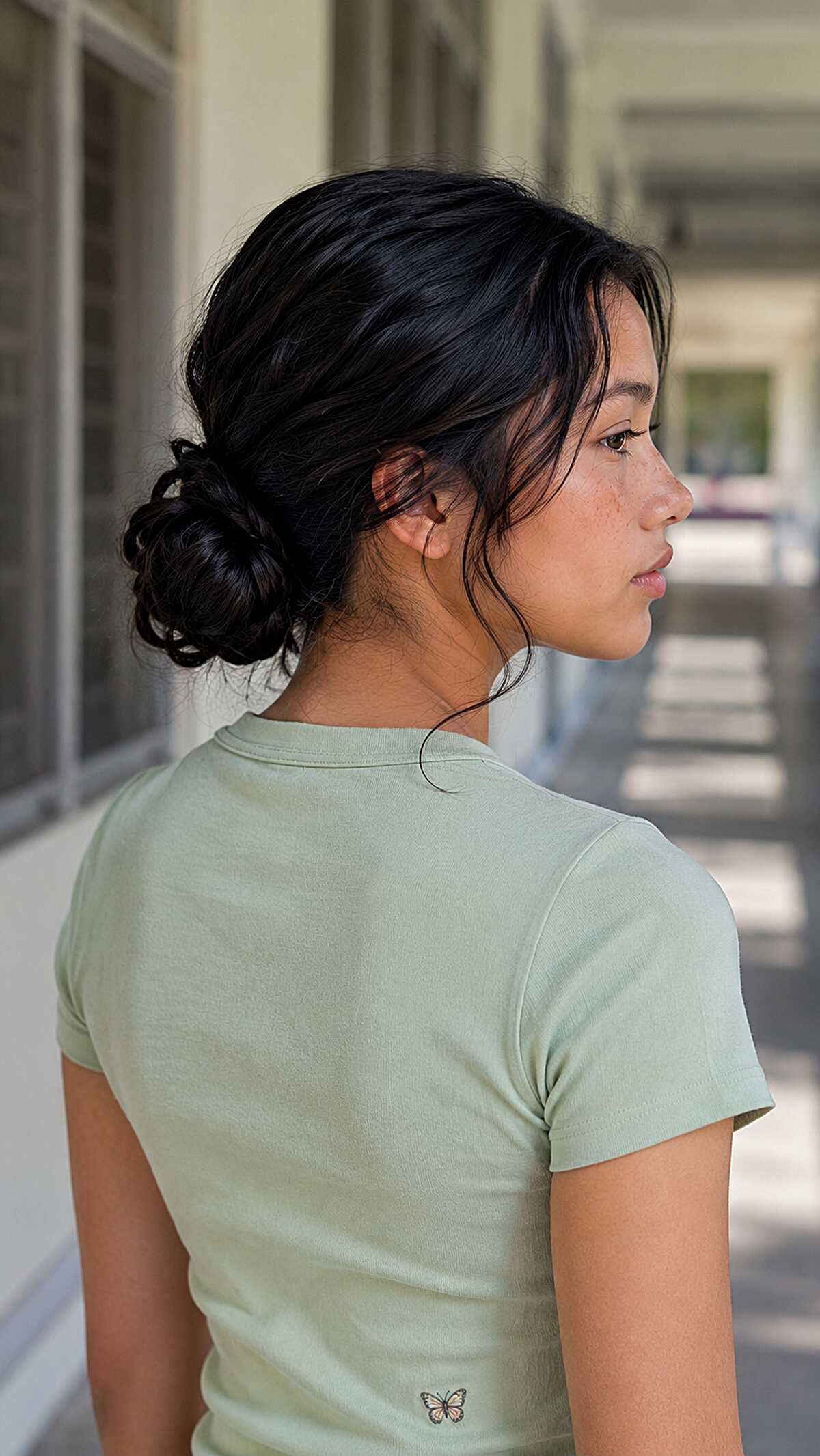 Twisted Low Bun Held by a Single Claw Clip and Sheer Stubbornness