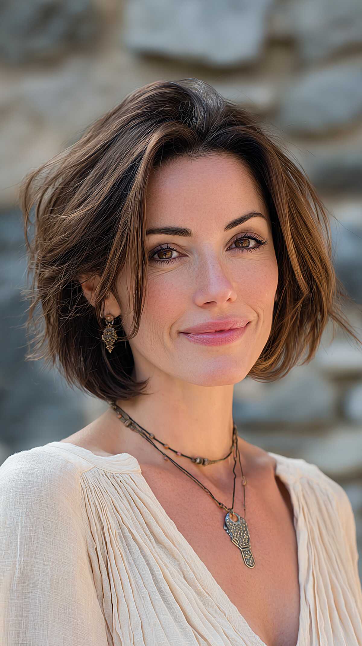 Piece-y Brunette Bob with Deliberate Disconnection