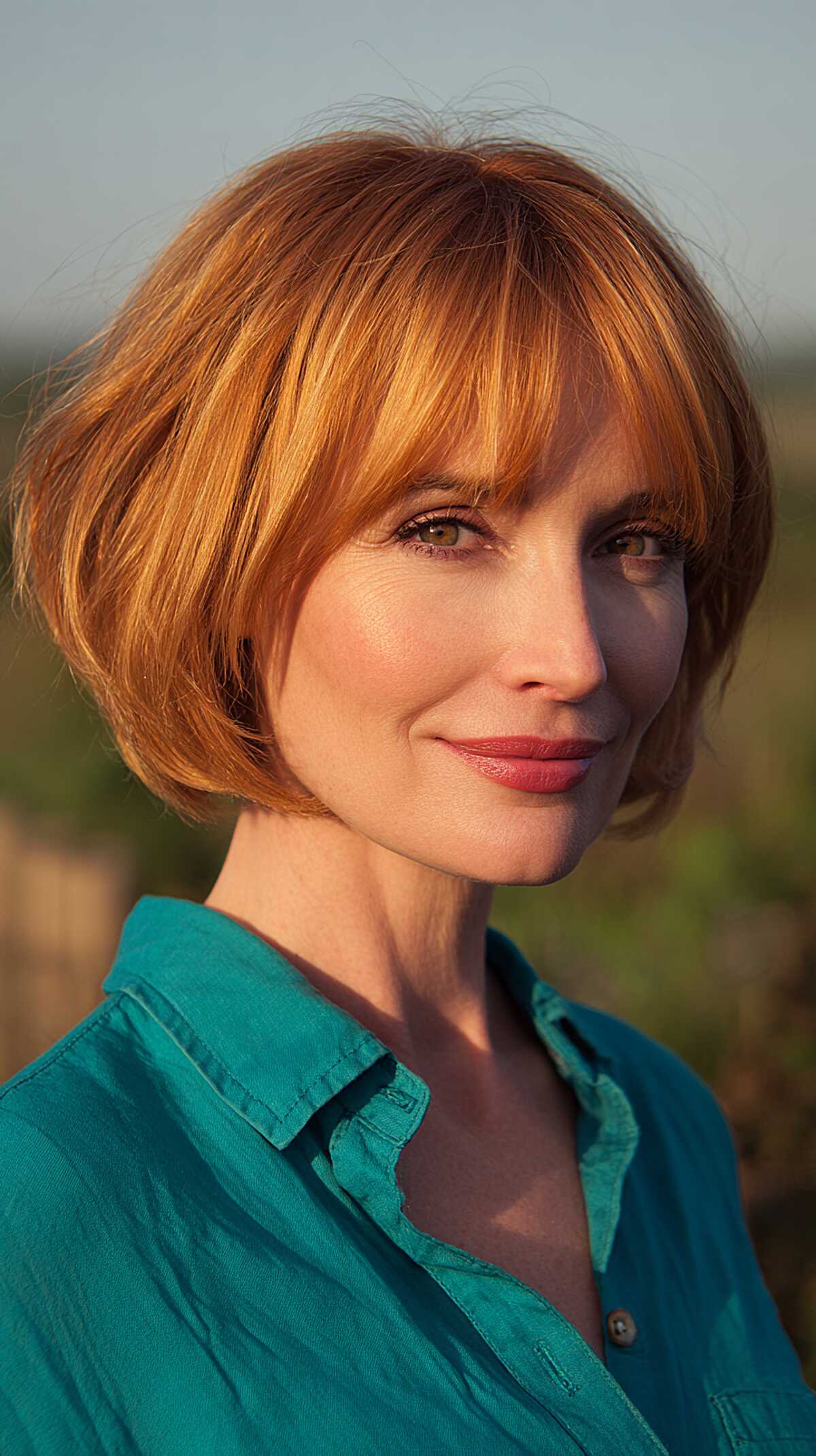 Soft Copper Bob with Wispy Fringe
