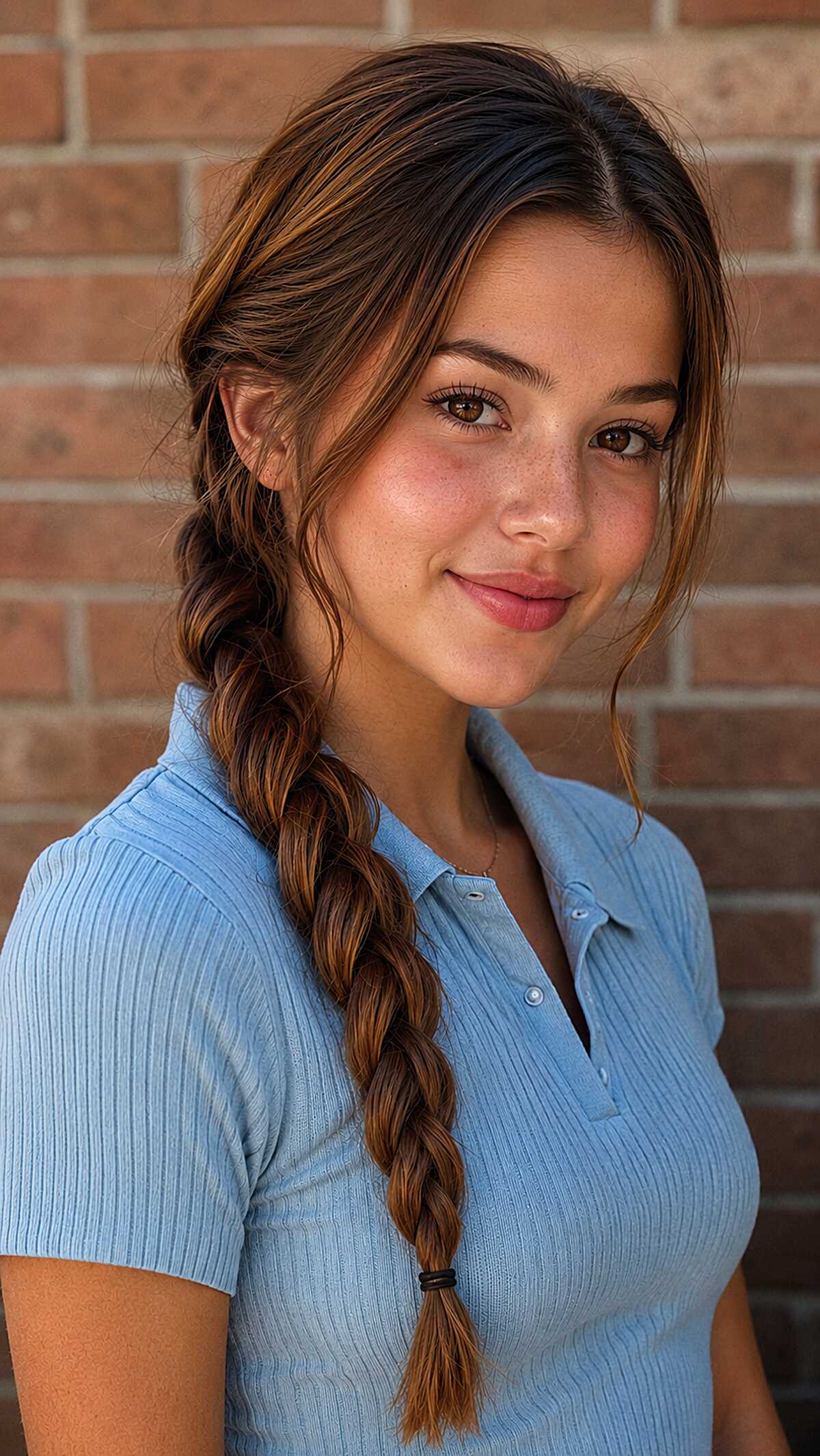 Two-Strand Twist Braid with Warm Copper Pieces Pulled Forward