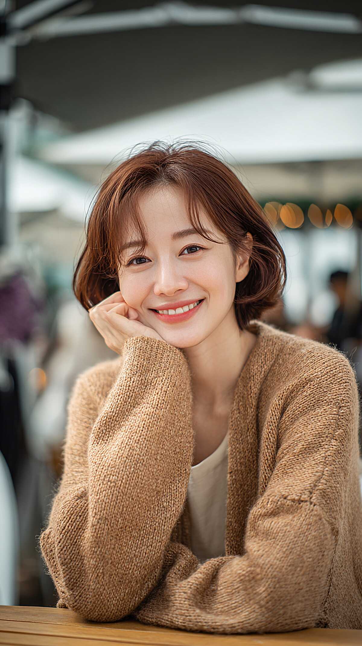 Warm Chestnut Chin Bob with Soft Flipped Ends