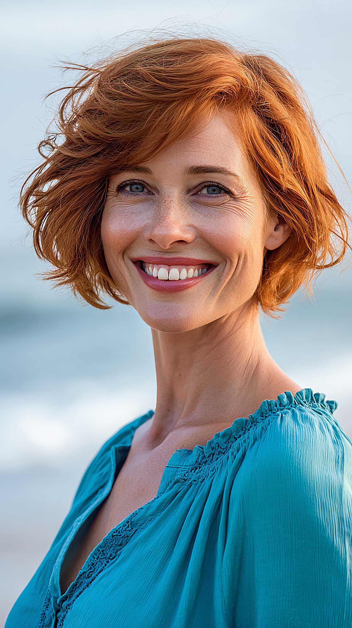 Windblown Ginger Bob with Soft Asymmetric Lift